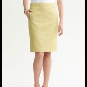 Banana Republic Yellow Tweed Pencil Skirt Size 6